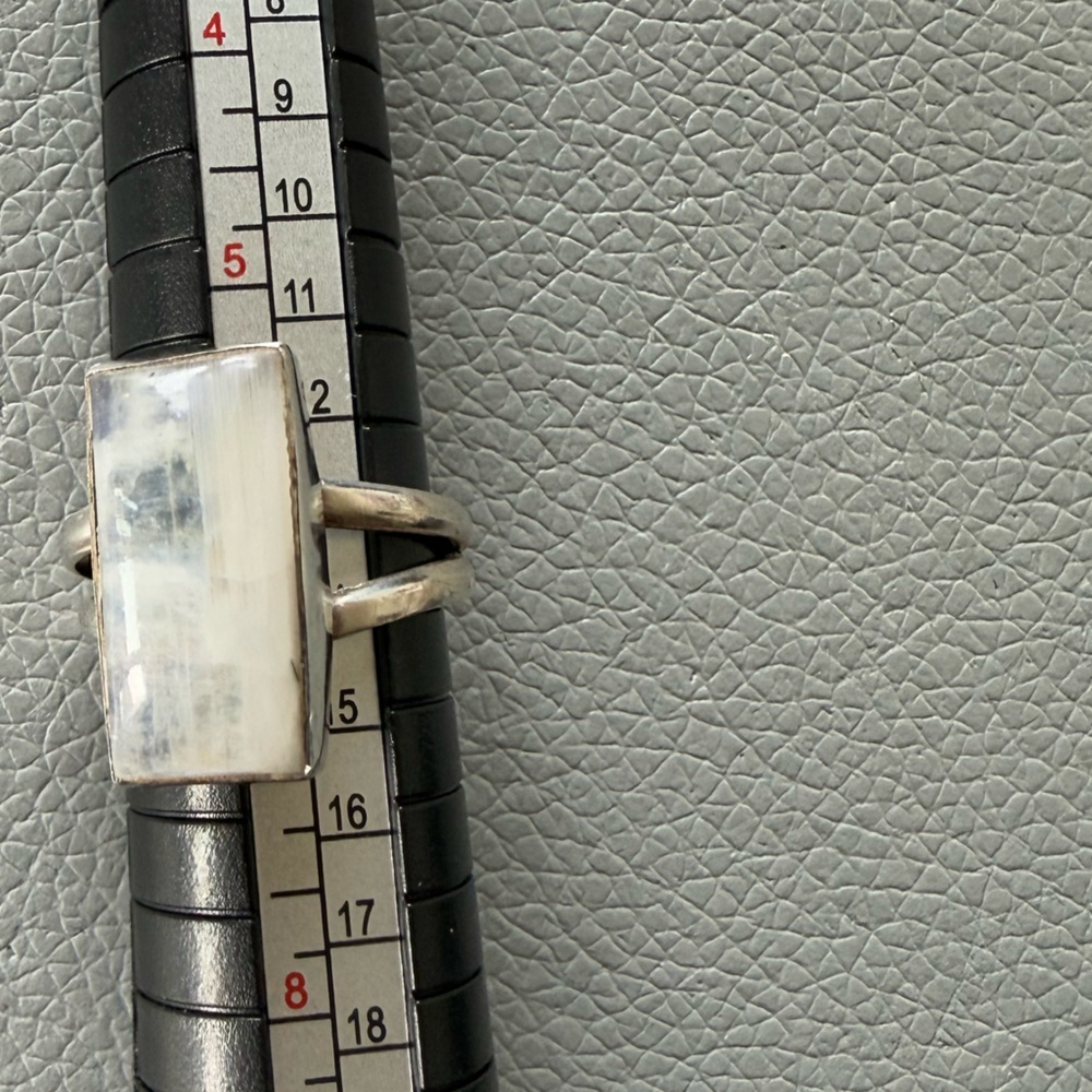 Stone Rectangular Sterling Silver Vintage Ring - image 6